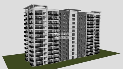 公寓住宅楼建筑SU模型的构造艺术与设计要点